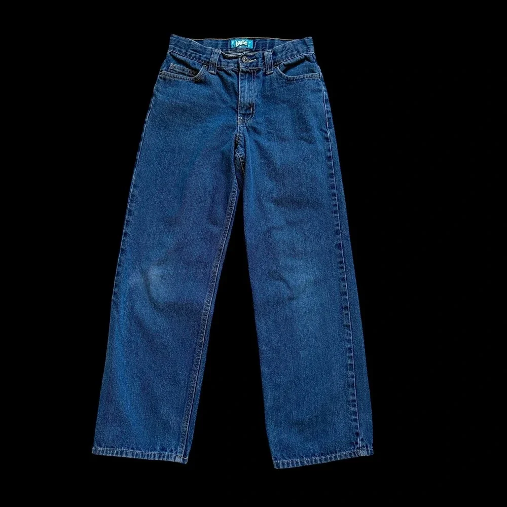 Y2K Old Navy Loose Fit Jeans Young Adult 14 Dark Wash Blue Denim Wide Leg 25x27
